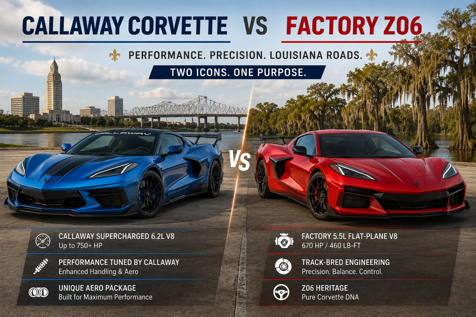 Callaway Corvette vs Z06 in Hammond, LA - Ross Downing Corvettes